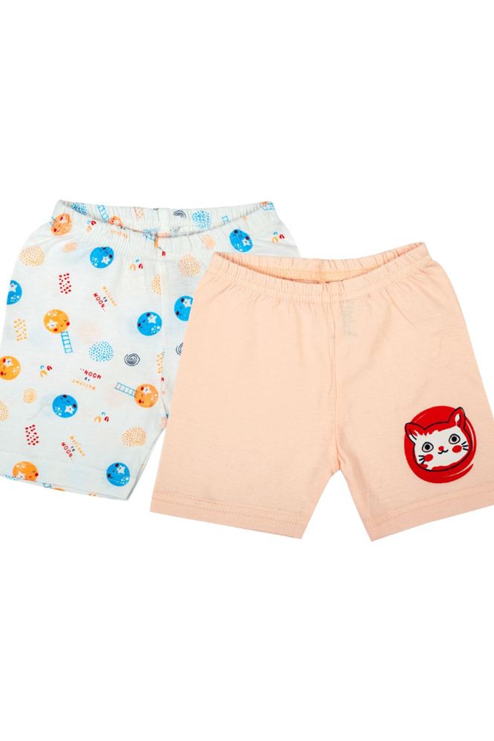 Mee Mee Shorts Pack Of 2 - Peach &Amp White Printed